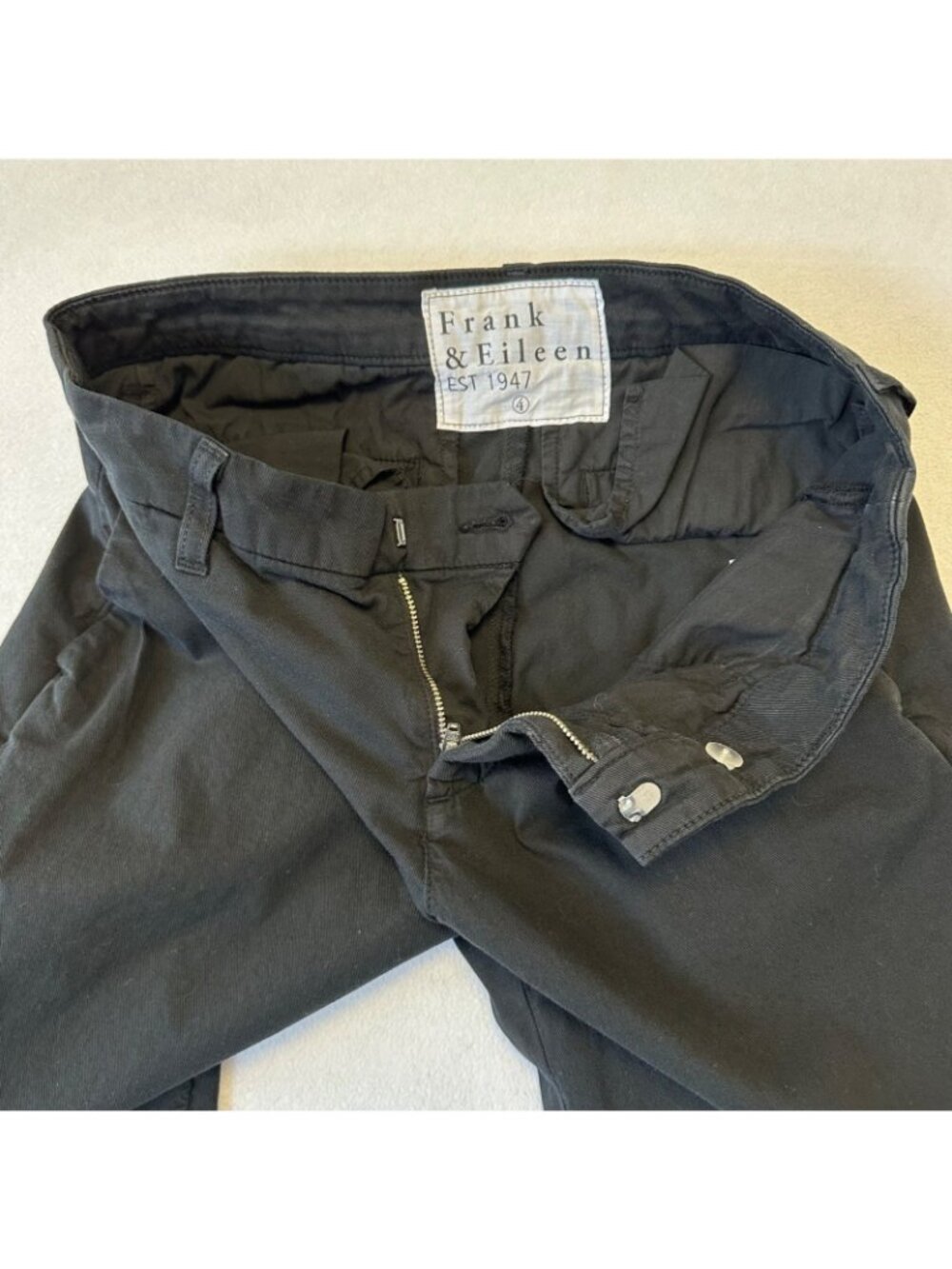 Frank & Eileen Womens Wicklow Cropped Chino Pants Black Frayed Hem Size 4 - Picture 4 of 12